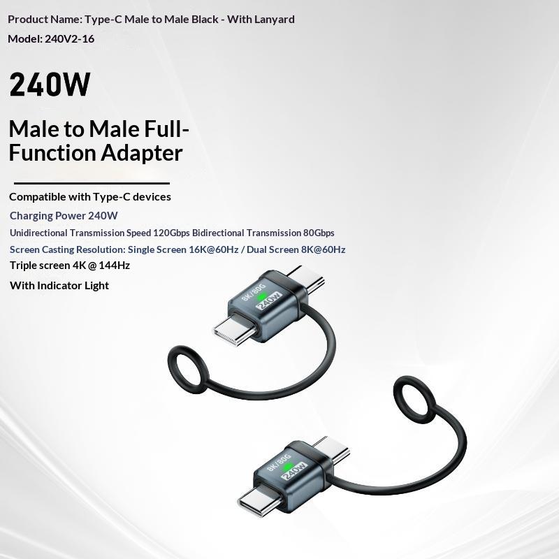 USB4 240W PD 5A Right Angle USB C to Type C Converter Fast Charging Data Sync Adapter for Car Camping Trip Charging