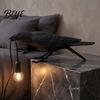 Artistic Wildlife Sculpture Lamp Crow Table Lamp, Gothic Raven Night Light, Halloween Black Bird Decorative Figurine Dark Academia for Desktop Bedroom