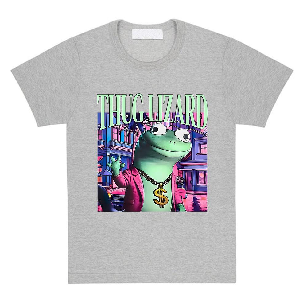 Lizard Meme T-shirt Short Sleeve Casual Female Tshirts Fashion Cotton Women Men Tee-shirt Funny Cartoon Printing Tees Female Top