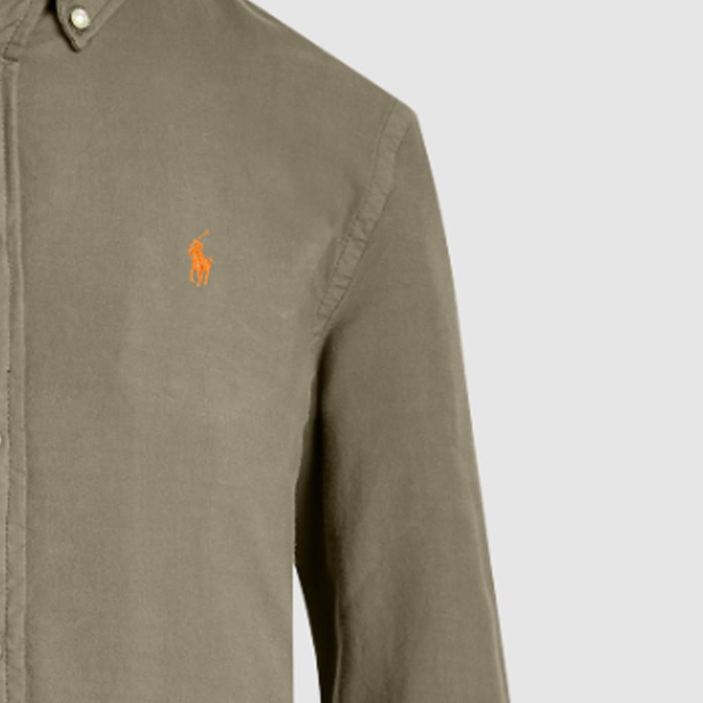 Polo Ralph Lauren Solid Color Logo Embroidered Pointed Collar Single-Breasted Loose Long Sleeve Shirt Women shirts Green WMPOSHTN6820097-300