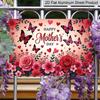 2D Flat, 1pc "Happy Mother's Day" Floral Butterfly Plaque, 12"×8" - Pink Rose & Heart Decor Sign - Aluminium Wall Hanging Decoration for Home, Porch
