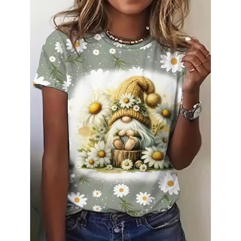 Übergröße Damen T-Shirt Lustiger 3D-Druck Damenbekleidung Mode Sommer Kurzarm Oberteil Lässig O-Ausschnitt T-Shirt Damen Pullover