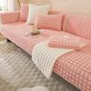 INS Ruit Dik Pluche Bankhoes Antislip Winter Warm Bankhanddoek Mat Wit Grijs Kleur L-vormige Bankhoes voor Woonkamer