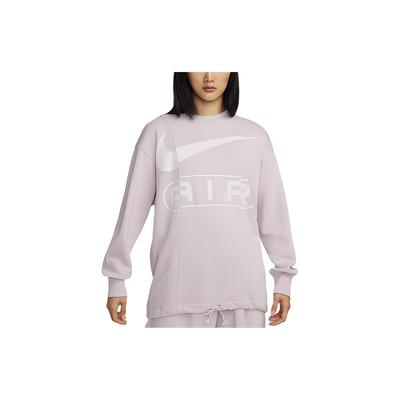 Air Logo Graphic Print Ribbed Crewneck Vintage Patchwork Loose Sweatshirt Women Sweatshirt Platinum-Purple FN1898-019