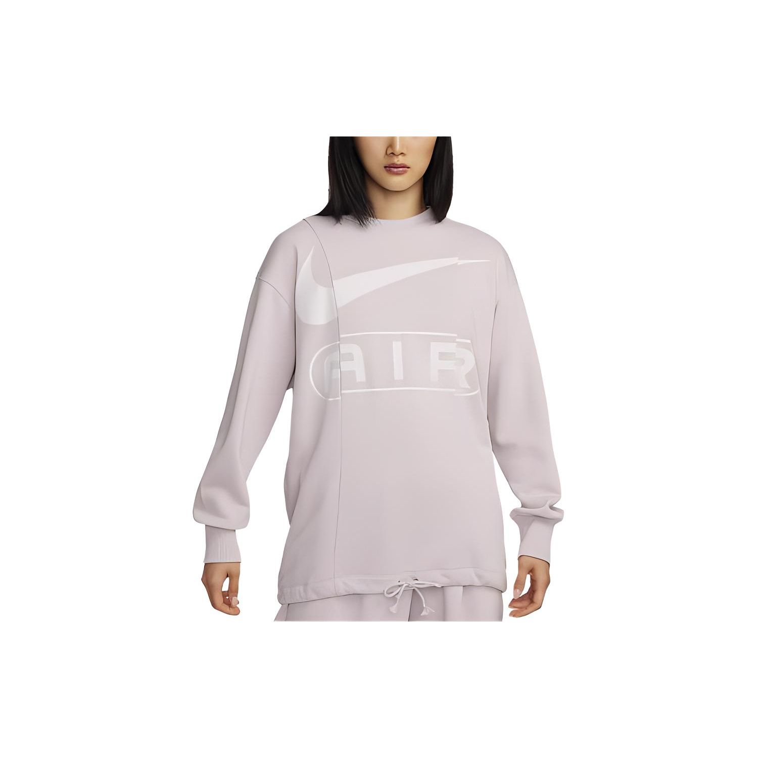 

Nike Air Logo Graphic Print Ribbed Crewneck Vintage Patchwork Loose Sweatshirt Women sweatshirt Platinum-Purple FN1898-019 M