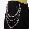 Punk Metal Cross Rivet Layered Chain Keychains for Men Women Waist Key Chain Wallet Jeans Hip-hop Pants Belt Jewelry Accessories