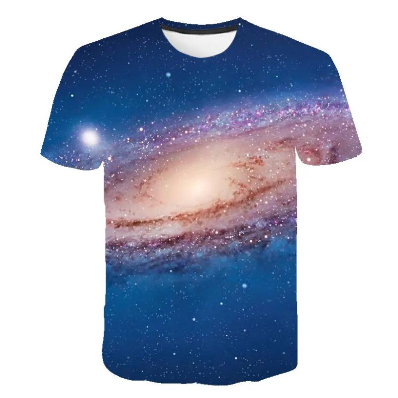 Summer Cosmic Galaxy Men's Space 3d Printing T-shirt Short-sleeved Printed Harajuku Casual Tops O-neck