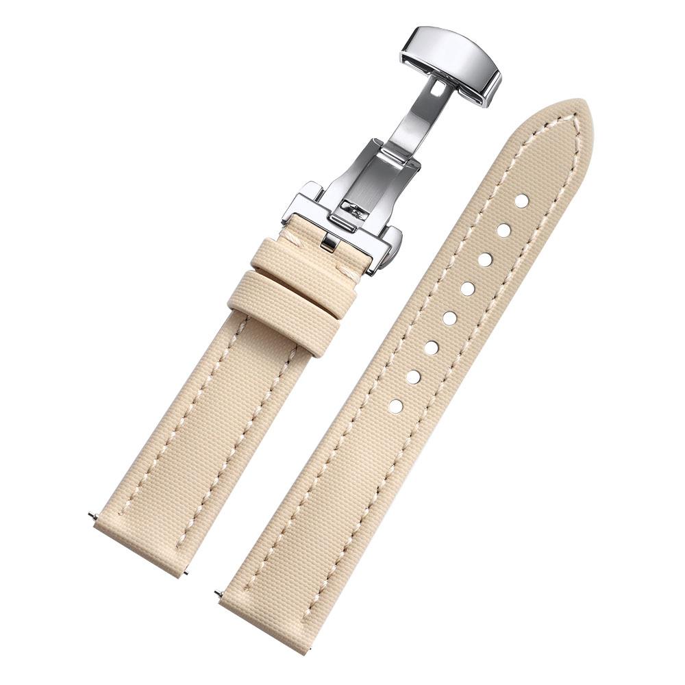 Waterproof Sailcloth Watch Band Butterfly Buckle Sailcloth Strap Quick Release 18/19/20/21/22mm Durable Nylon Bracelet Wristbelt