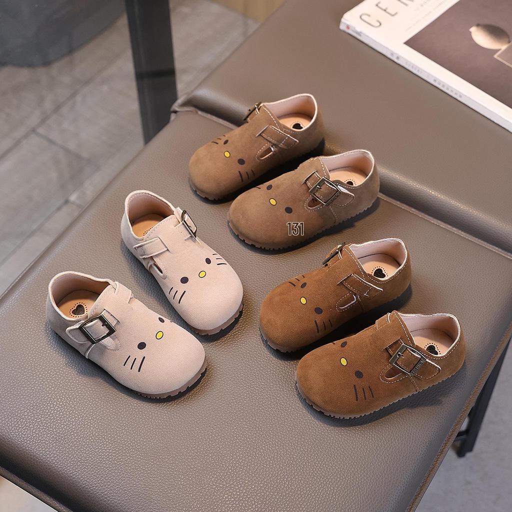 Girls' Birkenstock Leather Shoes - Stylish Spring 2025 Flats, Cartoon Design, Korean Influenced Driving Shoes