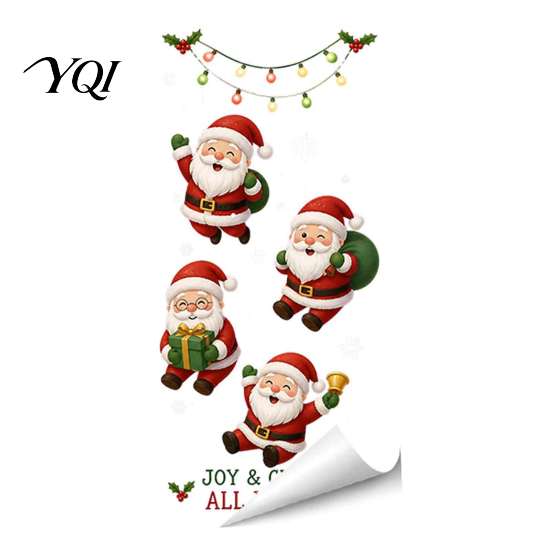 Seasonal Home Window Decor Christmas Static Clings, Removable Glass Decals, Snowman Santa Reindeer Nutcracker Office Store Displays with Snowflakes,