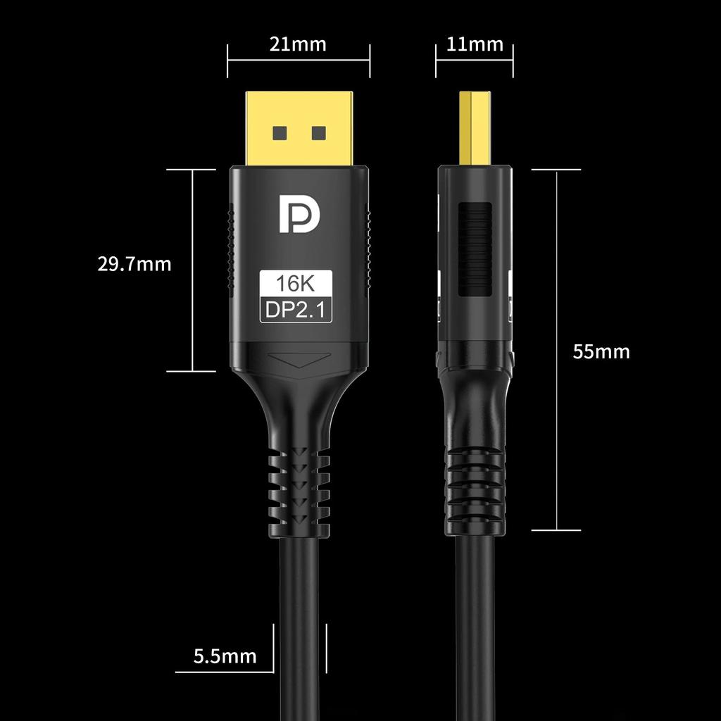 16K DP 2.1 Displayport-Kabel 16K 30Hz 8K 60Hz 4K 120Hz 32Gbps Video-Audio-Kabel Display Port 1.2 Adapter für Laptop HDTV PC