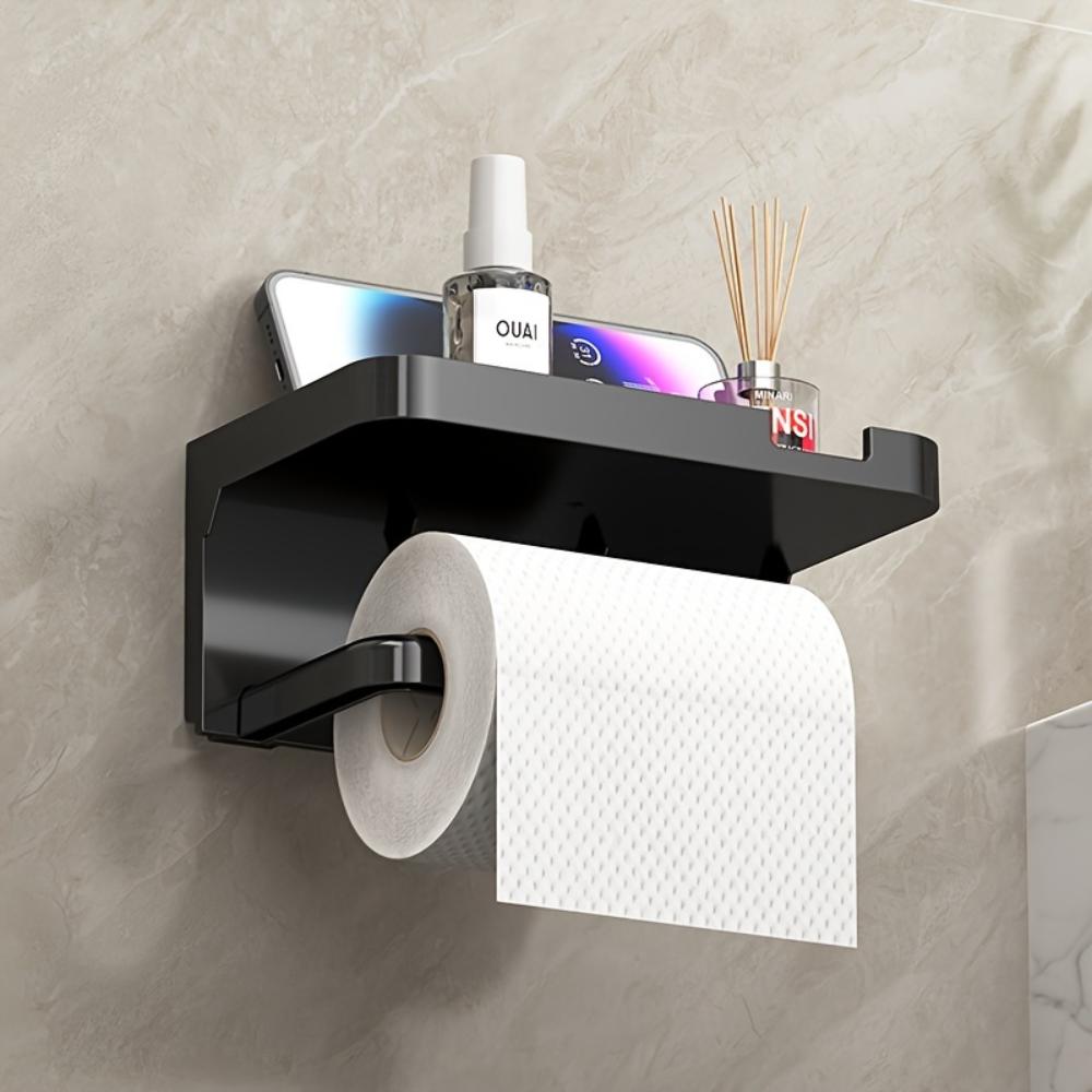 No Punching Tissue Holder, Toilet Drawer Type Roll Box, Wall-mounted Bathroom Mobile Phone Holder, Plastic Material.