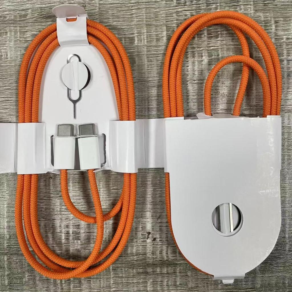 60W Dual Type-C Braided Data Cable for Apple Devices - Orange