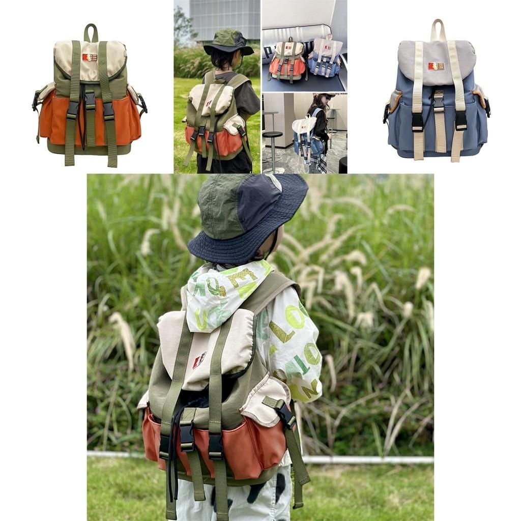 Fashionable Color-block Canvas Backpack For Kids Breathable Large Capacity