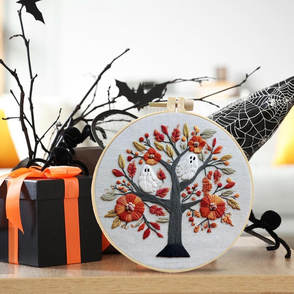 Halloween Embroidery Set Gothic Halloween Embroidery Beginner Kit Needlework Accessories For Holiday Costume Crafting Party
