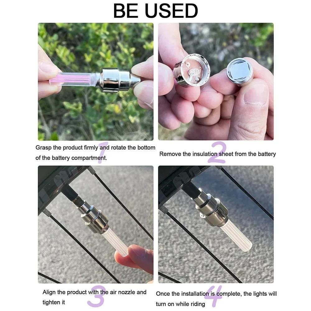 2Pcs Bicycle Lights Motion Sensor LED Lights with Batteries for Road MTB Mountain Bike Tyre Tire Valve Cap Bicycle Accessories