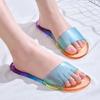 WTEMPO Trendy Jelly Outdoor Indoor Home Soft Slippers Women's Spring Summer Transparent Open Toe Flat Heel Beach Sandals