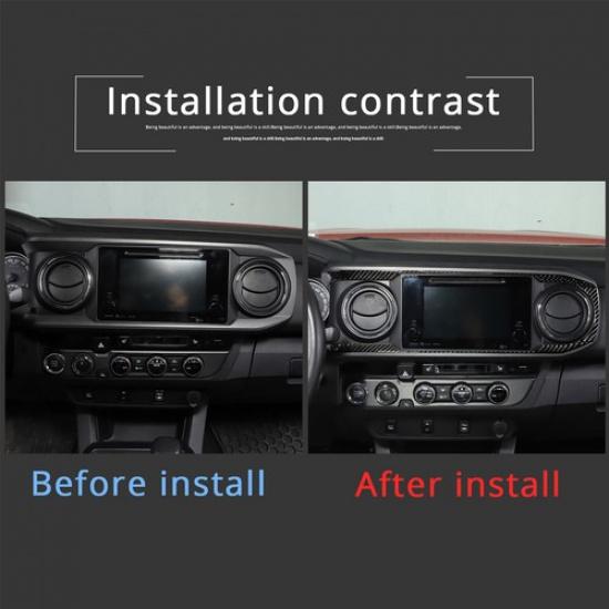 Carbon Fiber Central control navigation screen trims For Toyota Tacoma 15-20
