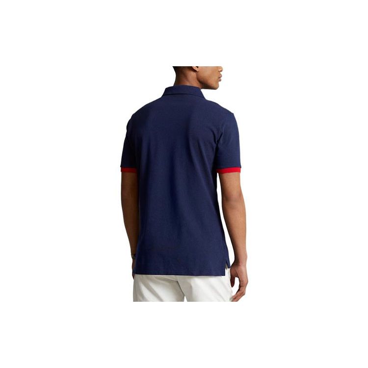 Polo Ralph Lauren SS22 Solid Color Logo Embroidered Pullover Short Sleeve Polo Shirt Men Polo Shirts Blue MNPOKNI1N821684-410