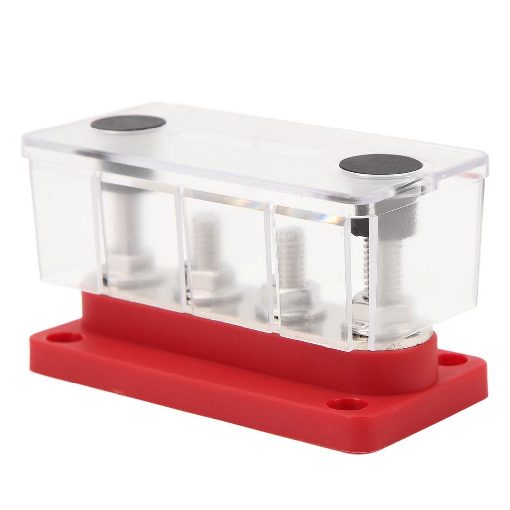 4 Studs Power Distribution Block 12‑48V 150A Brass Nickel Plated for Cars Trucks RVs Marine Boats Red