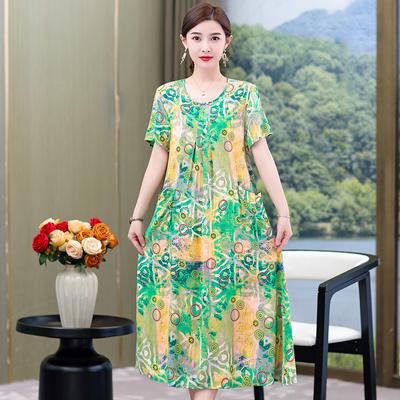 Vintage Long Dress for Women  Short Sleeve Elegant Dresses Summer