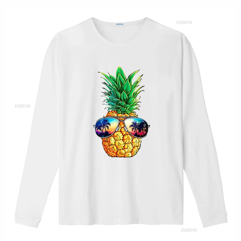 Fashion Pineapple Sunglasses T Shirt Aloha Beaches Hawaii Hawaiian Black Vintage Washed Streetwear Fashion Soft Casual Slightly