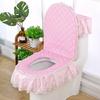 Household Toilet Seat Cushion Three Piece Set Lace Fabric Toilet Mat European Style Flowers Flush Toilet Seat Cover