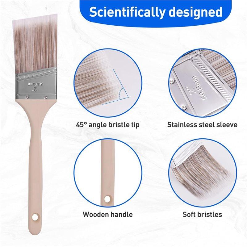 BAAJ-For Painting For Walls And Fence Staining Brushes- Paint Brush, 2 Inch Masonry Paint Brush Wooden Handle(6-Pack)