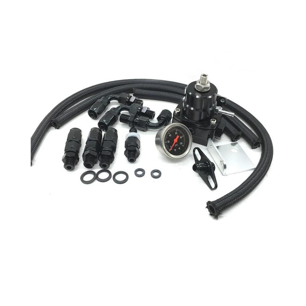 Universal Fuel Pressure Regulator Kit Car Fuel Pressure Regulator 100psi Adjustable Oil Gauge AN 6 Fitting End Oil Hose Fitting