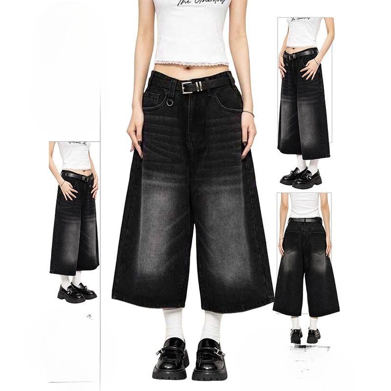 Baggy Jeans pro ženy Kalhoty do lýtek Vintage volné džíny Y2k Streetwear Oversize šortky Džínové kalhoty Módní kalhoty Léto