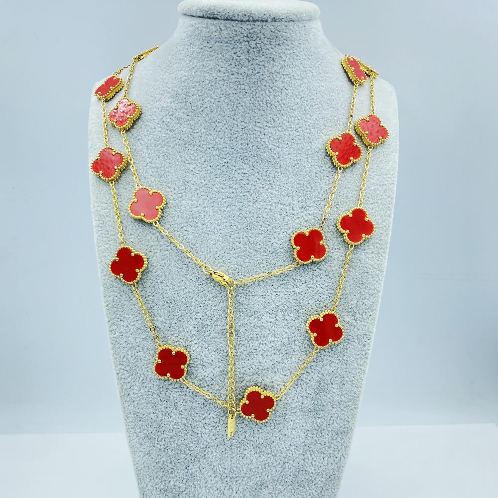 

15ММ Титанова сталь Намисто 20 Квітів 90+5СМ Намисто Чотирилисник Жіноче Намисто