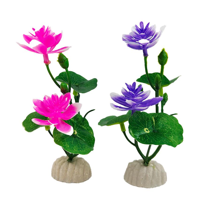 

Набор из 2 искусственных лотосов - Реалистичные розовые и фиолетовые водяные лилии для декора аквариума, аксессуары для черепашьего террариума, улучшение среды обитания рыб фиолетовый/розовый