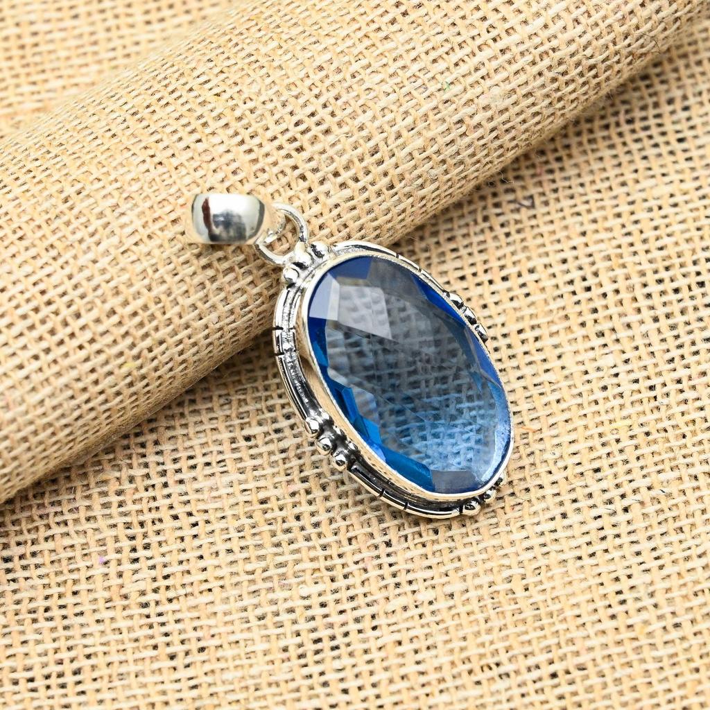 Tanzanit Drahokam 925 Sterlingové Stříbro Šperky Ručně Vyráběný Přívěsek Pro Svatební Dar