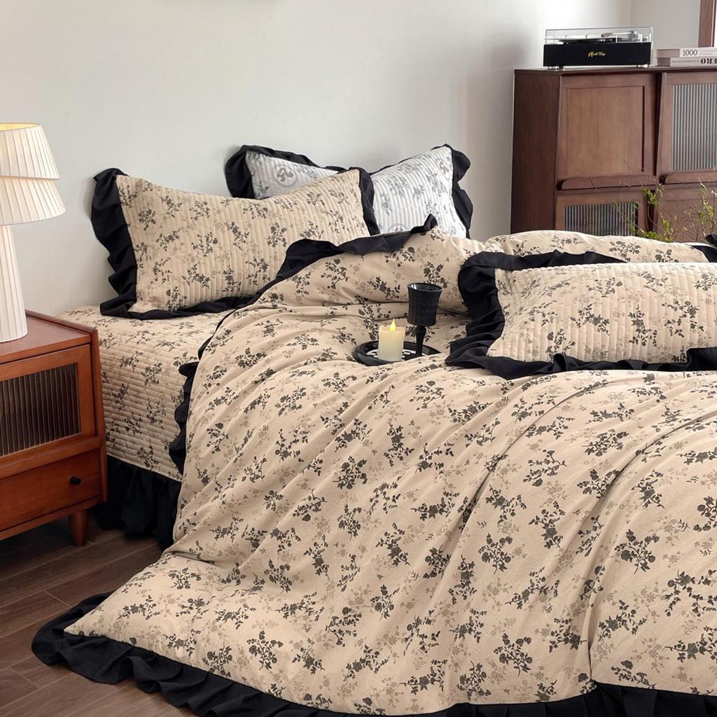 Korean Lace Floral Bedspread Set: Imitation Cotton, Single Dorm, 3-Piece