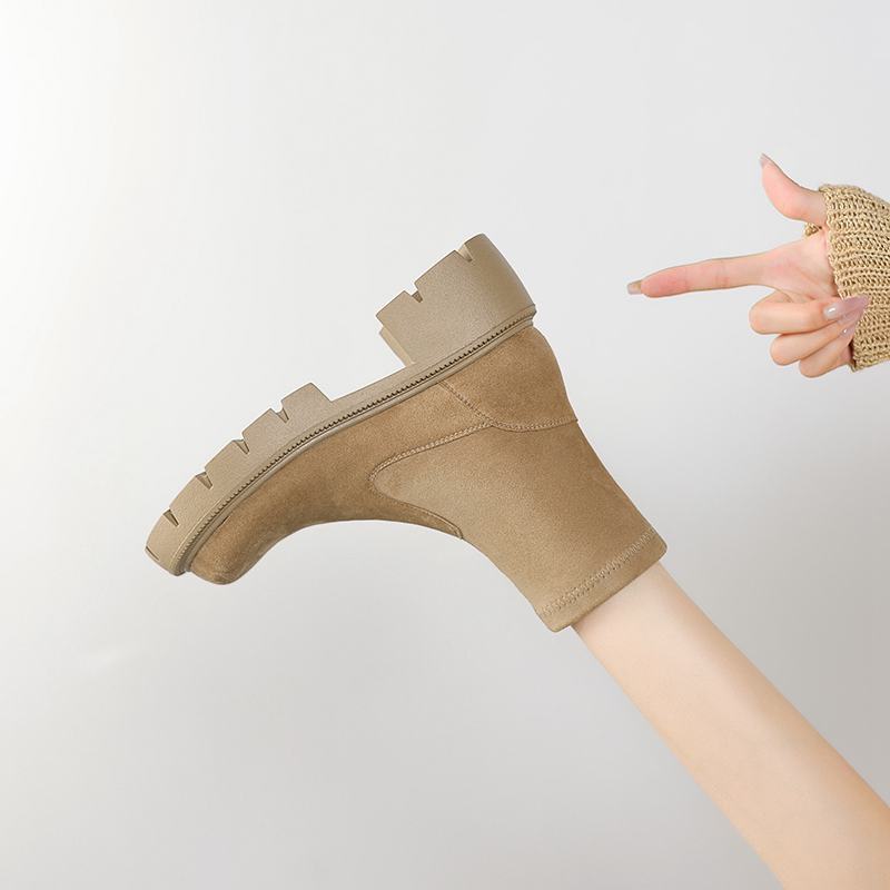 Krazing Pot Flock Round Toe Зимние толстые каблуки Современные короткие женские ботинки — фото 19