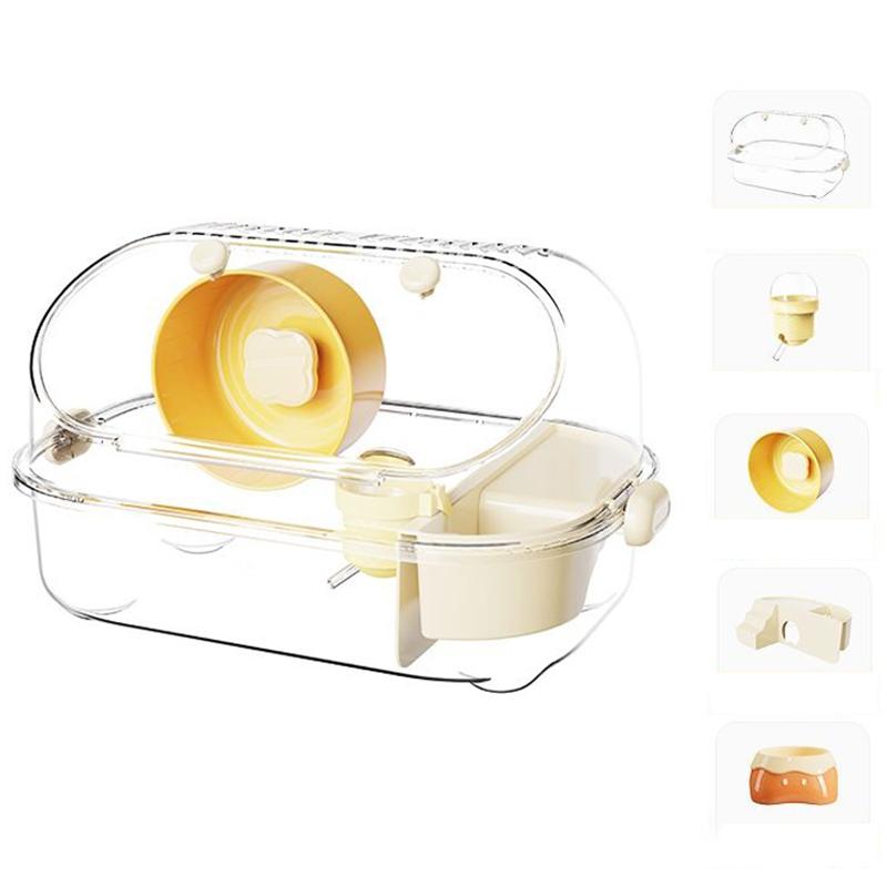 

Large Transparent Hamster Cage Villa Set Toy Hamster Cages Portable Outdoors Travel Rat Cages with Tunnel Kit Pet Products жёлтый