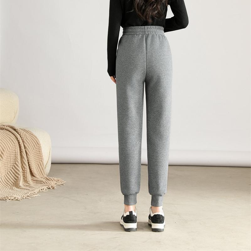 Winter Autumn Warm Women Pant Fashion High Waist Thick Loose Pants Solid Color All-Match Plush Sweatpants
