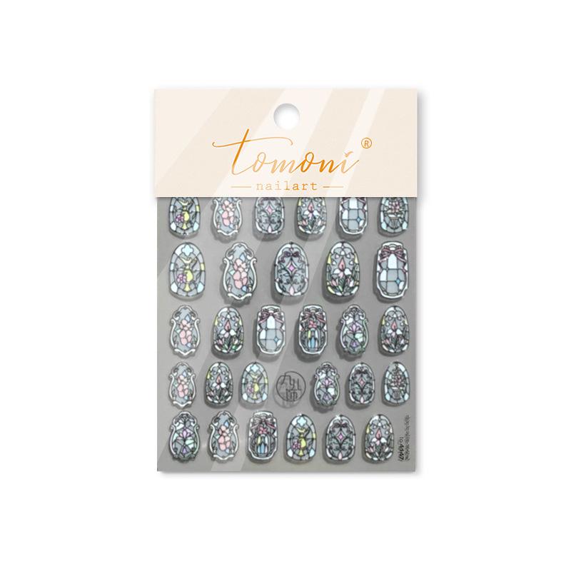 Tomoni Shell Light Nail Art Stickers - Popular Retro DIY Rococo Lattice Design for Phone Cases and Nails (4145)