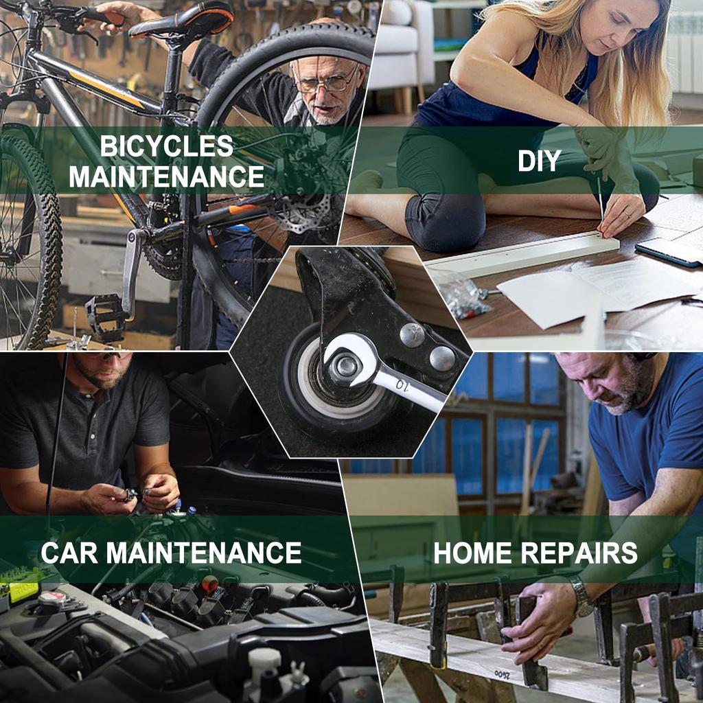 INJOYTEC Thin Wrench Extra Short Wrench Mini Wrench Wrench Wrench with Storage Hex Tightening and Narrow Gap Work Tools Set, Small, 20-Piece Set,