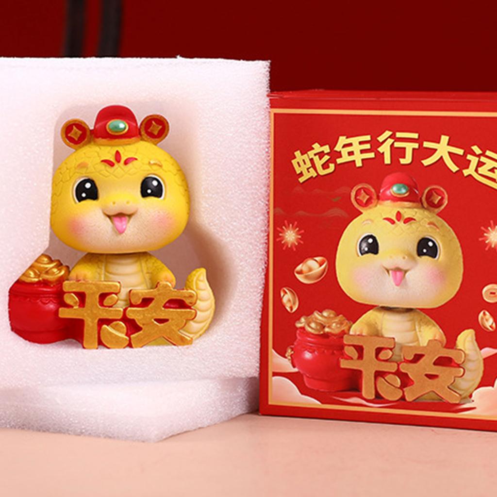 2025 Rok Węża Ornament Kreskówkowy Szczęśliwy Wąż Figurka Mikro Krajobraz Wnętrze Samochodu Dekoracja na Biurko Domowe