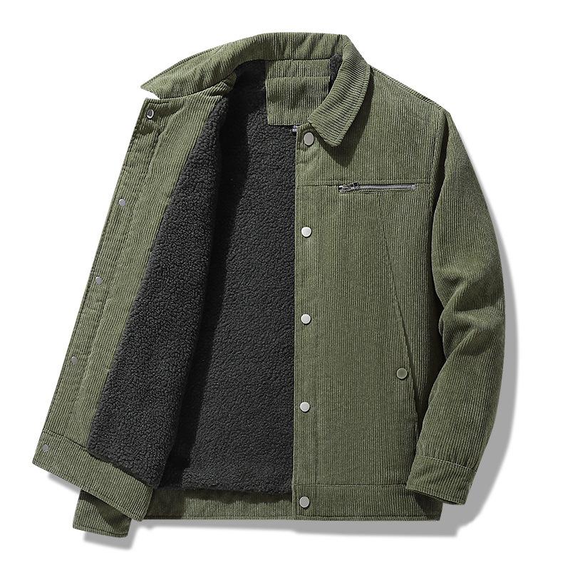 Men's Cotton-padded Jacket Men's Fleece Thickened Lamb Wool Winter Coat Cotton-padded Windproof Warm Cotton