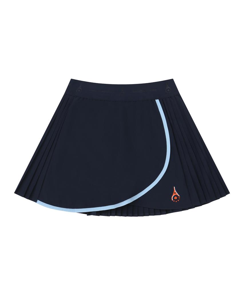 Ron And Marie [Women'S] Navy Colorline Wrap Pleated Skirt