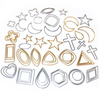 20pcs Moon Star Drop Heart Small Charms Gold Stainless Steel Pendant Open Bezels Hollow Frame Mold Bezel DIY Jewelry Making