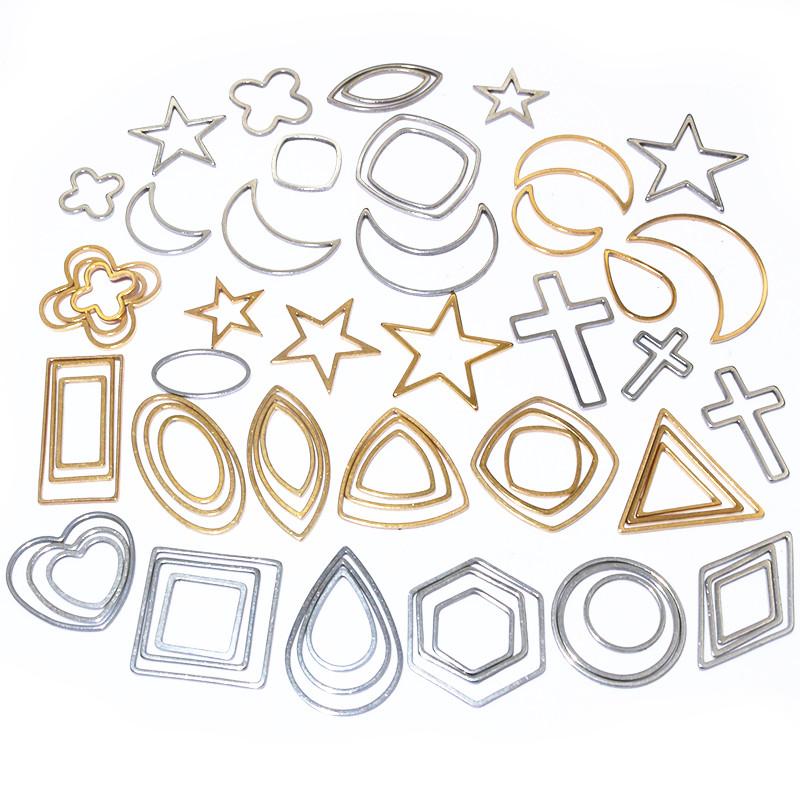 20pcs Moon Star Drop Heart Small Charms Gold Stainless Steel Pendant Open Bezels Hollow Frame Mold Bezel DIY Jewelry Making