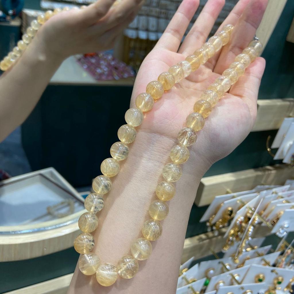 10Mm Natural Yellow Gum Flower Crystal Ice Transparent And Radiant Yellow Asai Single Ring Necklace Bracelet, One Thing One Picture For Girls, No Tone