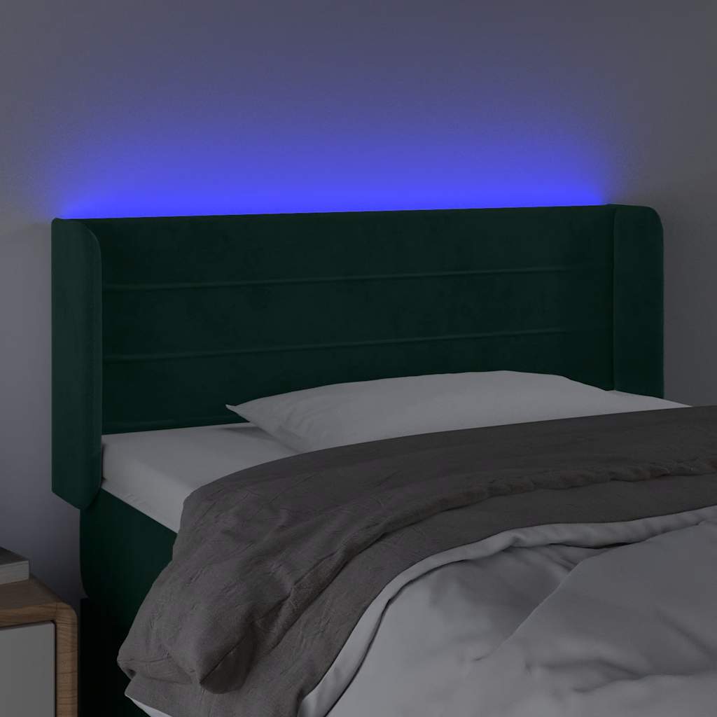 Vidaxl Zagłówek Do Łóżka Z Led, Ciemnozielony, 83X16X78/88 Cm, Aksamit