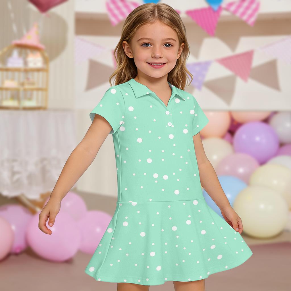 Kids' Dress - Short Sleeve Pocket Color Frock Kids' Collared Dress - Short Sleeve Pocket Frock