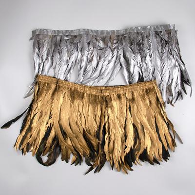 1M Złoty Srebrny Kogut Pióra Wykończenie Wstążka 25-30Cm Naturalne Pióra Frędzel Na Dekorację Ubrań Na Przyjęcie Weselne Pióra Rzemiosło