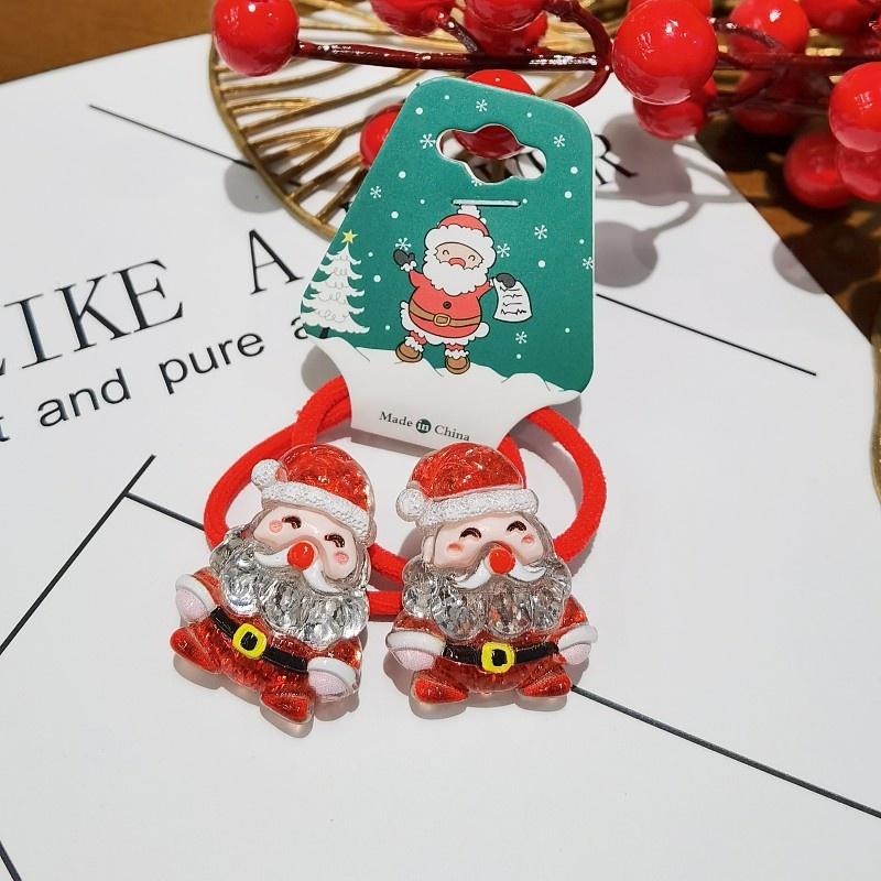 

2 шт./набор 2026 Рождественские аксессуары для волос для девочек Празничные резинки для волос с Санта-Клаусом Милая красная заколка Детские праздничные заколки для волос