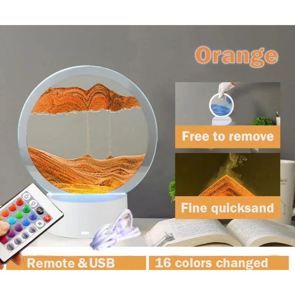 

Новейший 3D песочный рисунок настольная лампа песочные часы USB 16 цветов RGB зыбучие пески светодиодный ночник спальня прикроватные украшения подарки 2024 Without Remote оранжевый